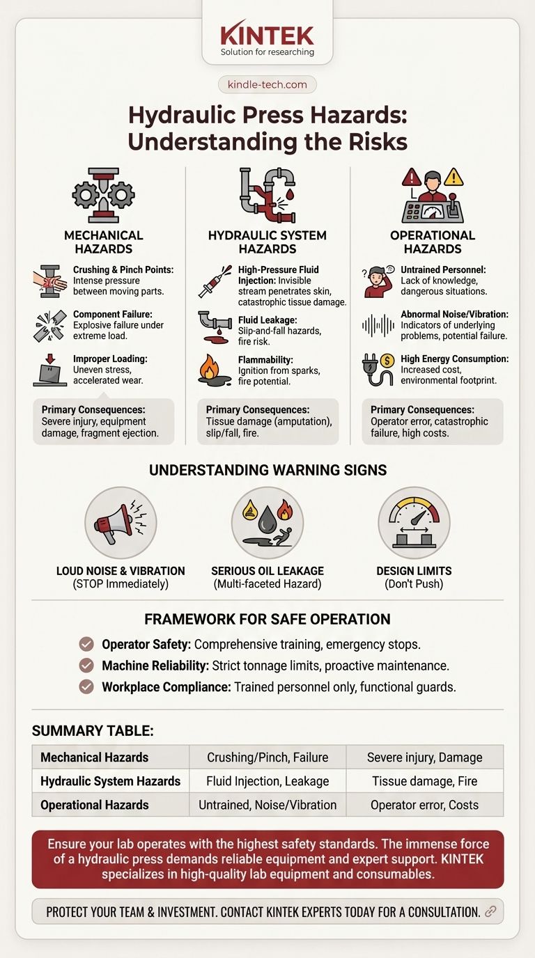 ما هي مخاطر المكابس الهيدروليكية؟ فهم مخاطر السحق والحقن والحريق دليل مرئي
