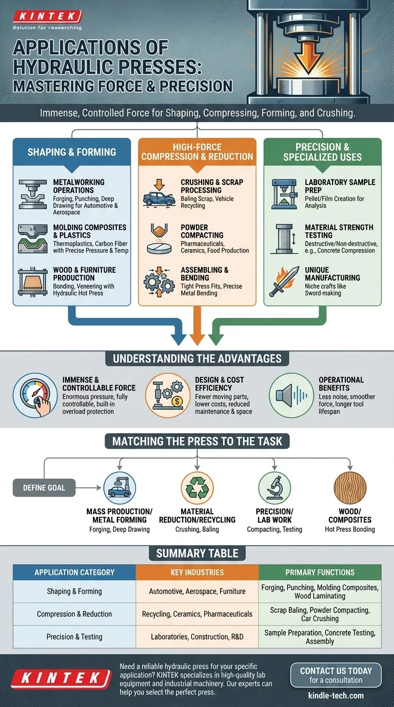 ما هي تطبيقات المكبس الهيدروليكي؟ من تشكيل المعادن إلى اختبار المواد دليل مرئي