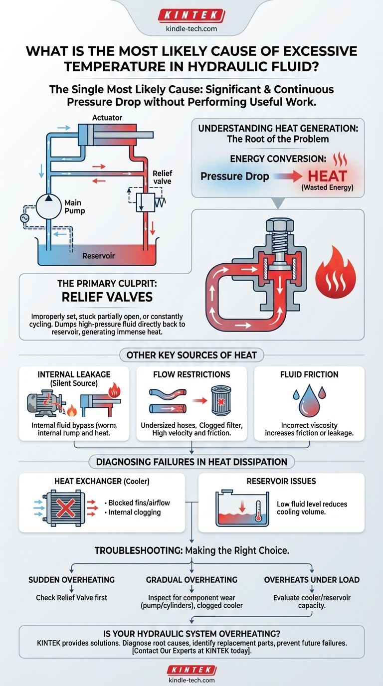 Qual è la causa più probabile di una temperatura eccessiva nel fluido idraulico? A Valvola di massima difettosa Guida Visiva