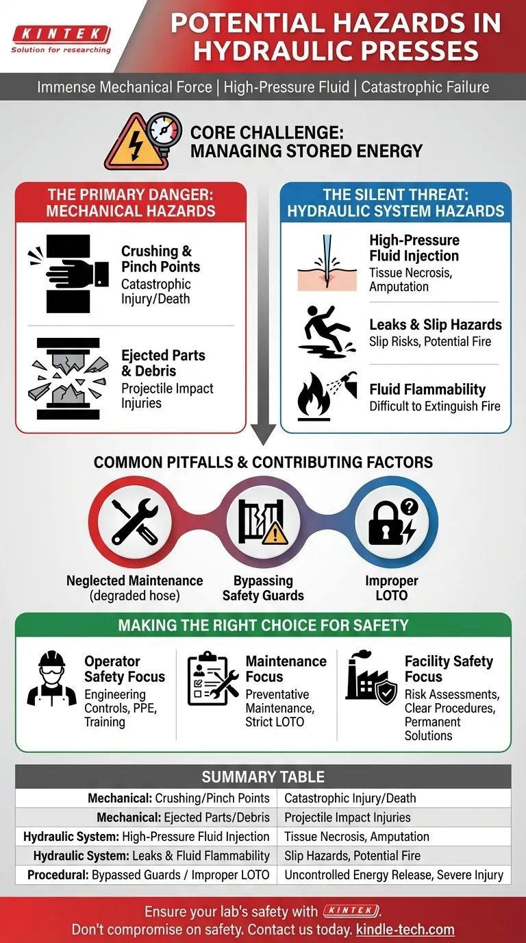ما هي المخاطر المحتملة في المكابس الهيدروليكية؟ فهم مخاطر السحق والحقن والفشل دليل مرئي