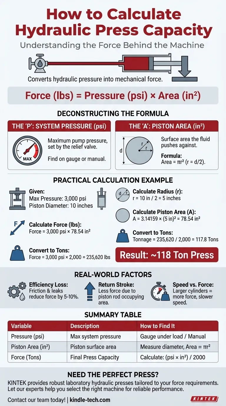 油圧プレス機の能力はどのように計算しますか？簡単な公式でトン数を決定する ビジュアルガイド