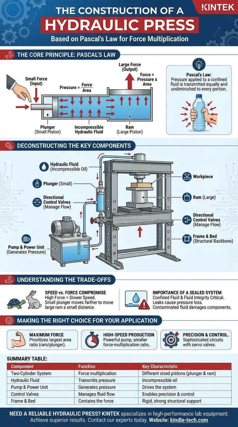 Sur quoi repose la construction d'une presse hydraulique ? Libérer la puissance de la loi de Pascal Guide Visuel