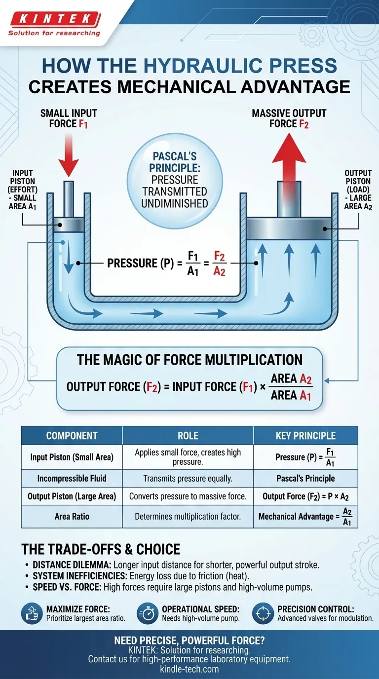 كيف تخلق المكابس الهيدروليكية ميزة ميكانيكية؟ تضخيم القوة بمبدأ باسكال دليل مرئي