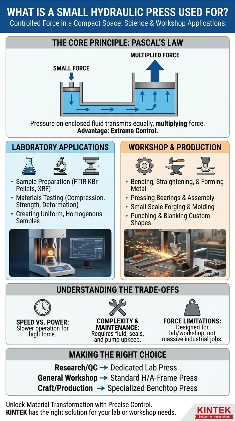小型液压机有什么用？释放实验室和车间的精确、强大力量 图解指南