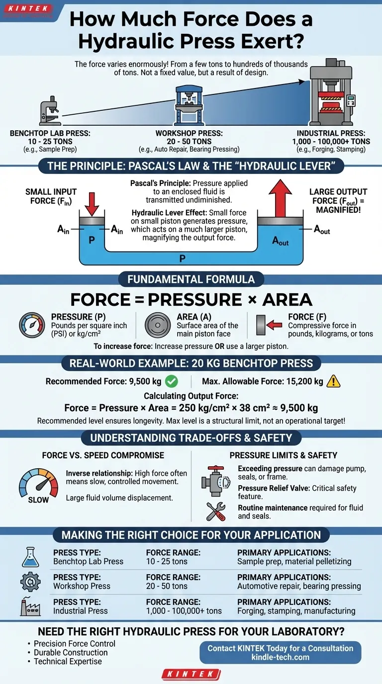 液压机能施加多大的力？从台式10吨到工业100,000吨的强大力量 图解指南