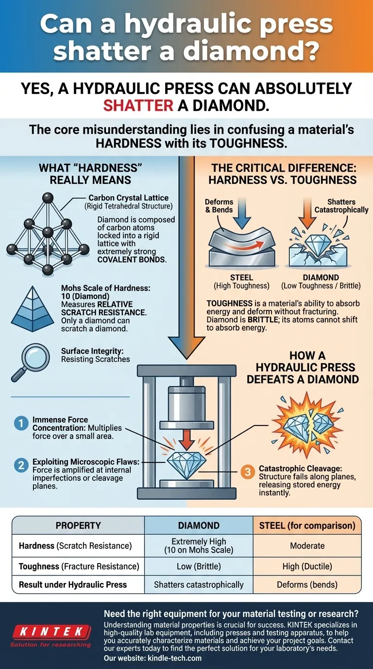 液压机能砸碎钻石吗？是的，原因在于硬度不等于韧性。 图解指南