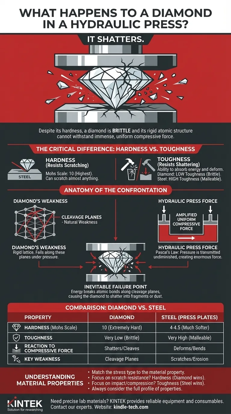 What would happen to a diamond in a hydraulic press? It Shatters Due to Brittleness, Not Lack of Hardness Visual Guide
