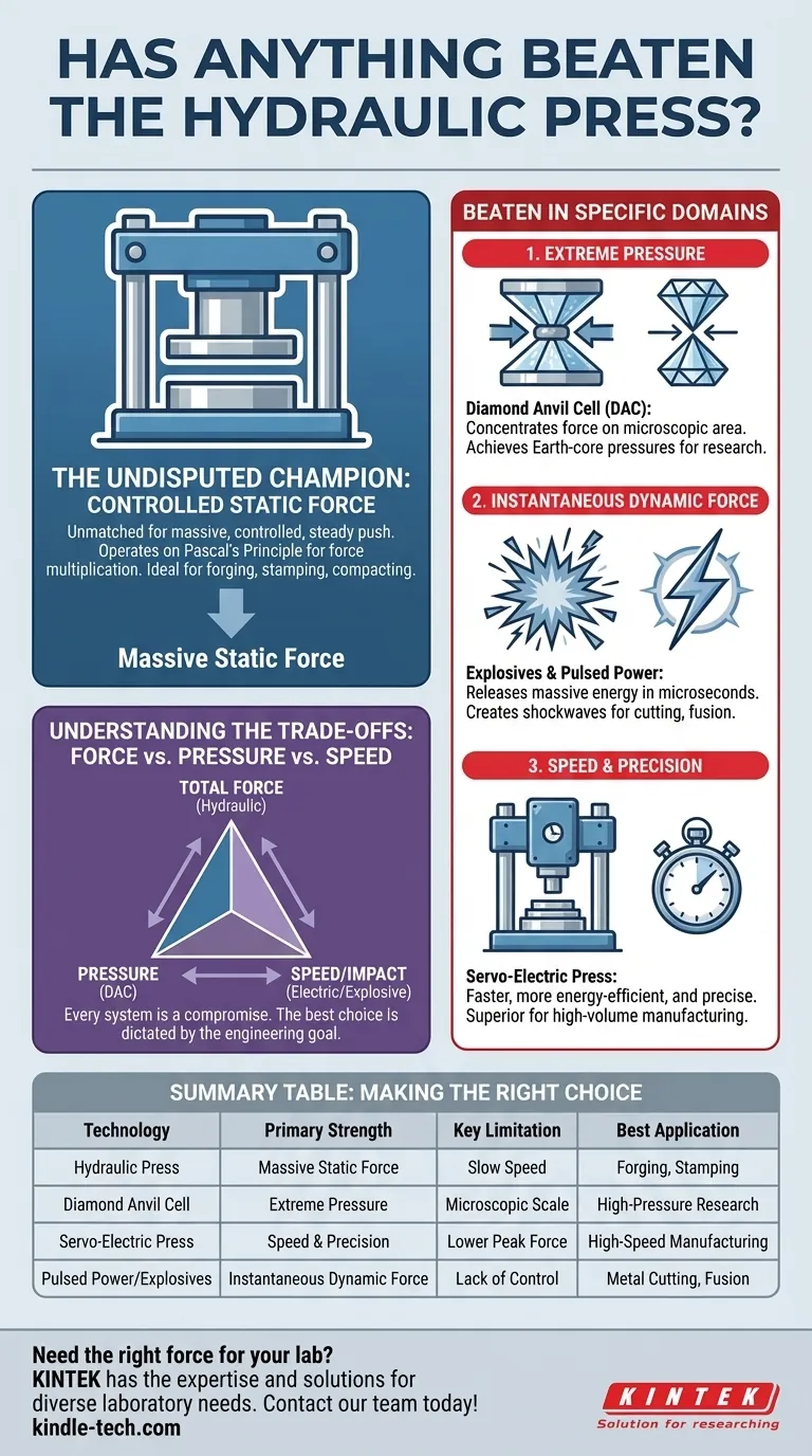 Wurde die hydraulische Presse von etwas übertroffen? Entdecken Sie die wahren Champions von Kraft, Druck und Geschwindigkeit. Visuelle Anleitung