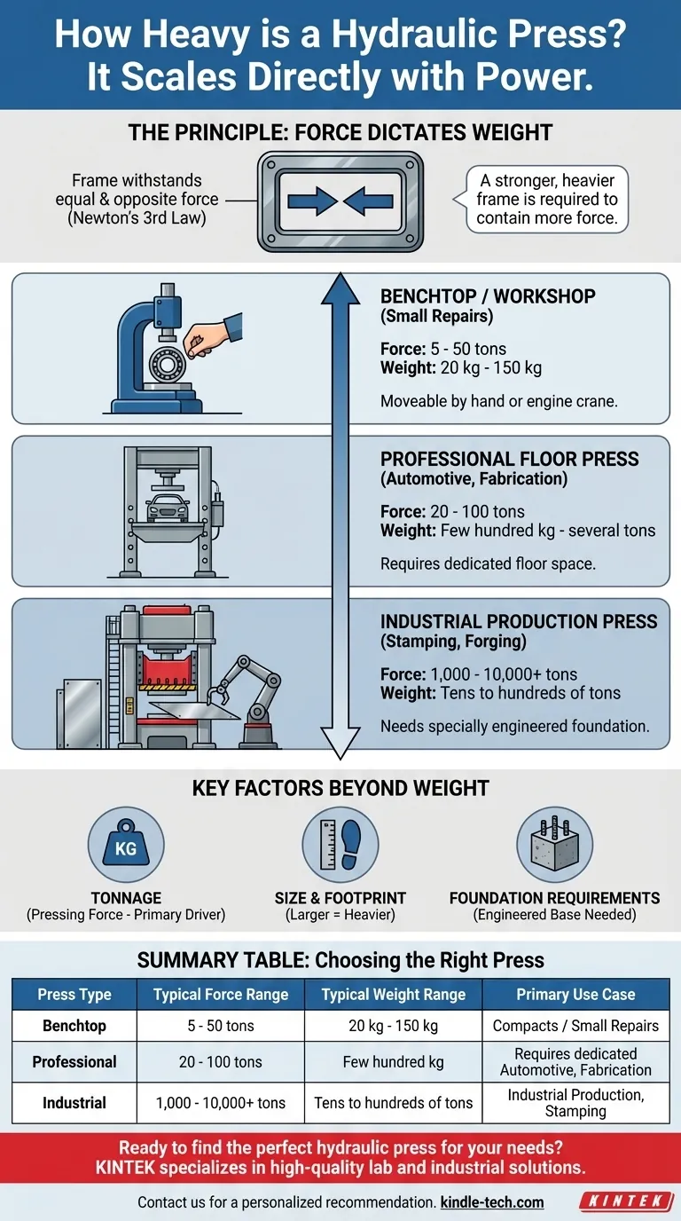液压机有多重？从20公斤台式机到1000多吨工业巨头 图解指南