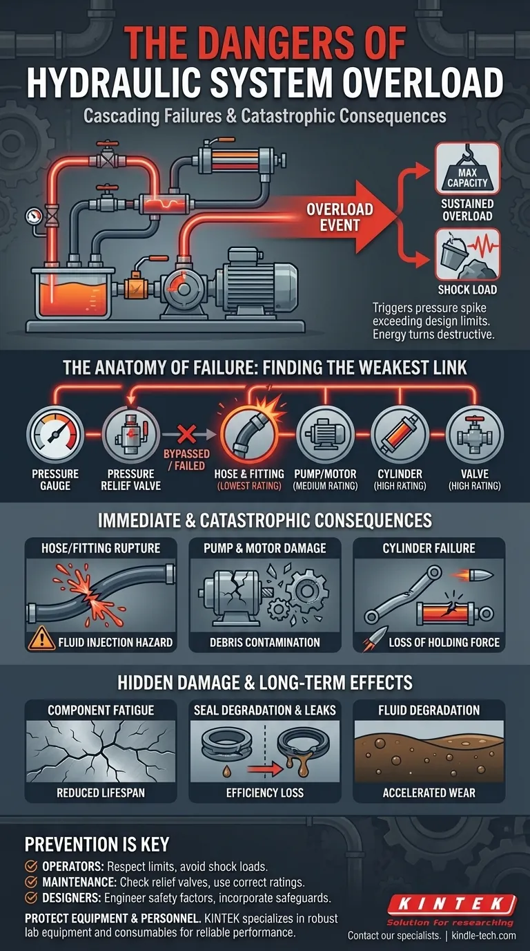 O que acontecerá se você sobrecarregar o sistema hidráulico? Evite Falhas Catastróficas de Equipamentos e Riscos de Segurança Guia Visual