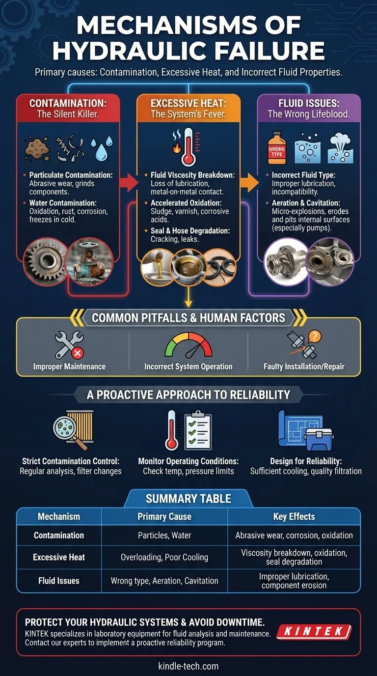 유압 장치 고장을 유발하는 메커니즘은 무엇일까요? 선제적인 유체 관리를 통해 시스템 고장을 예방하세요 시각적 가이드