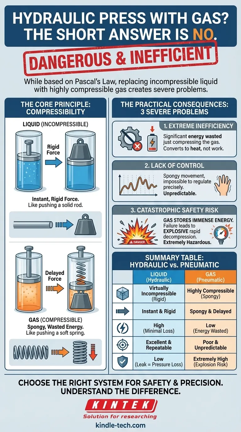 Будет ли гидравлический пресс работать должным образом, если вместо жидкости использовать газ? Критические риски безопасности и эффективности Визуальное руководство
