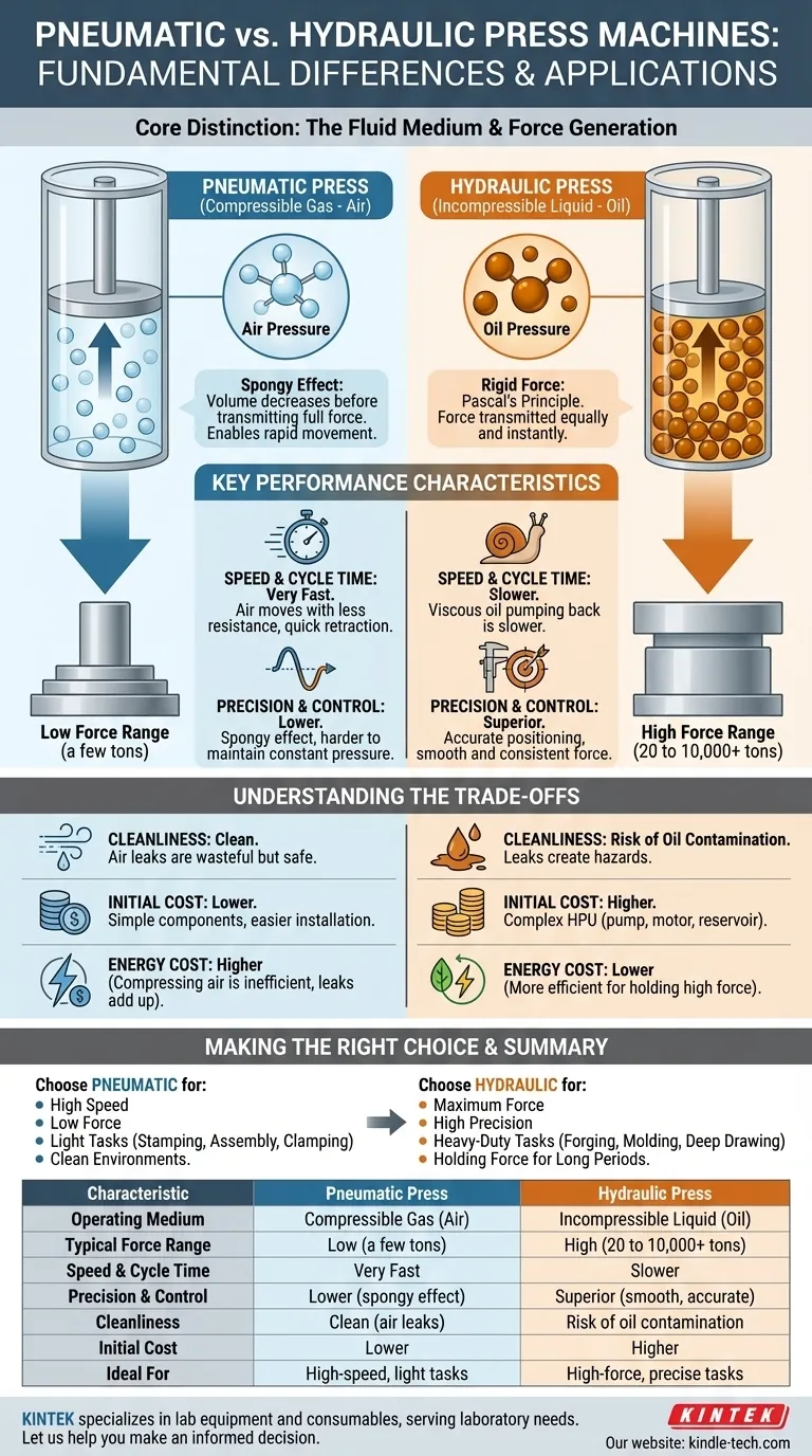 Uma prensa pneumática é o mesmo que uma prensa hidráulica? Entendendo as Diferenças Críticas para Sua Aplicação Guia Visual