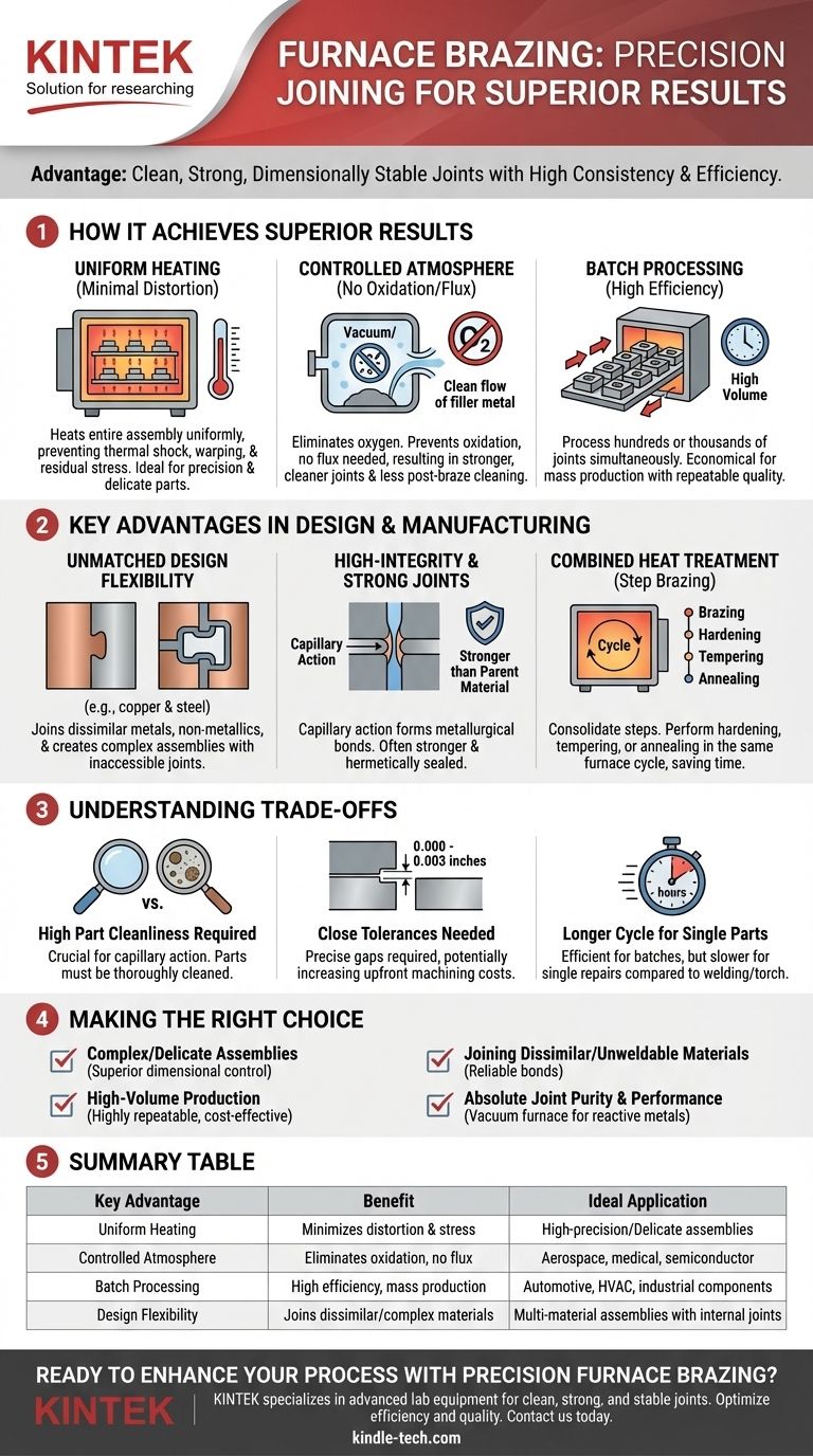 Qual è un vantaggio della brasatura in forno? Ottenere giunti metallici puliti, robusti e privi di distorsioni Guida Visiva
