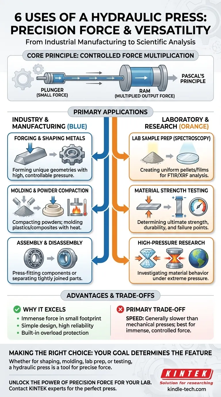 Quais são os 6 usos de uma prensa hidráulica? Da forjaria à análise científica Guia Visual