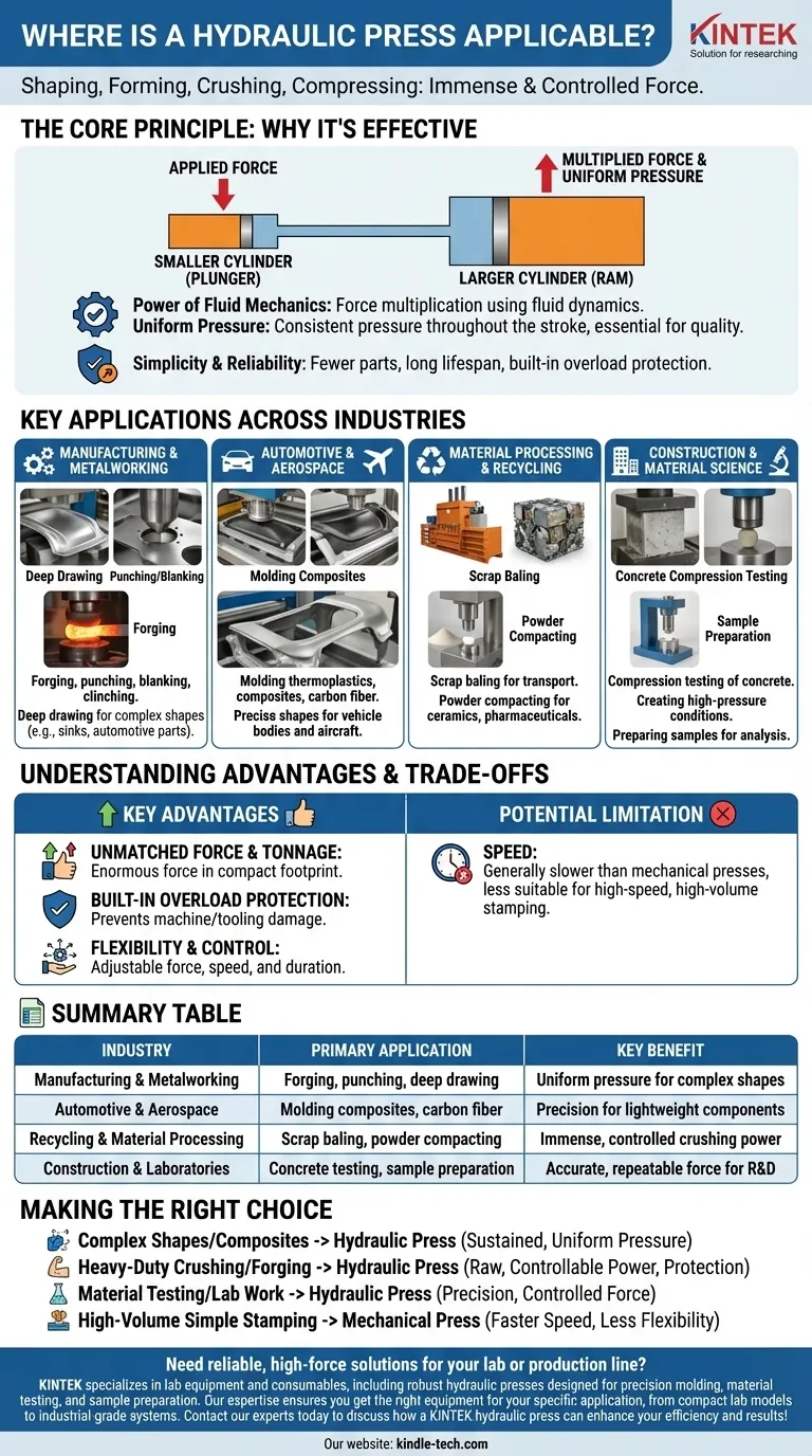 液压机适用于哪些领域？成型、破碎和测试的多功能动力 图解指南