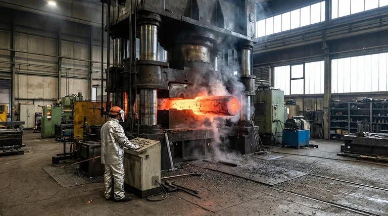 How is the forging pressure applied differently in a forging press as opposed to a drop hammer? Impact vs. Compression