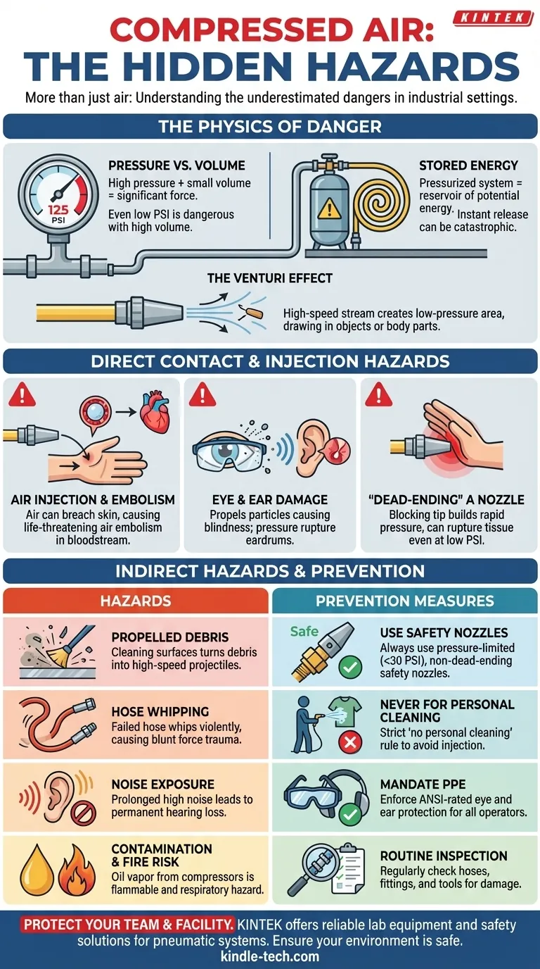Quali sono i pericoli associati all'aria compressa? Comprendere i pericoli nascosti nella vostra struttura Guida Visiva