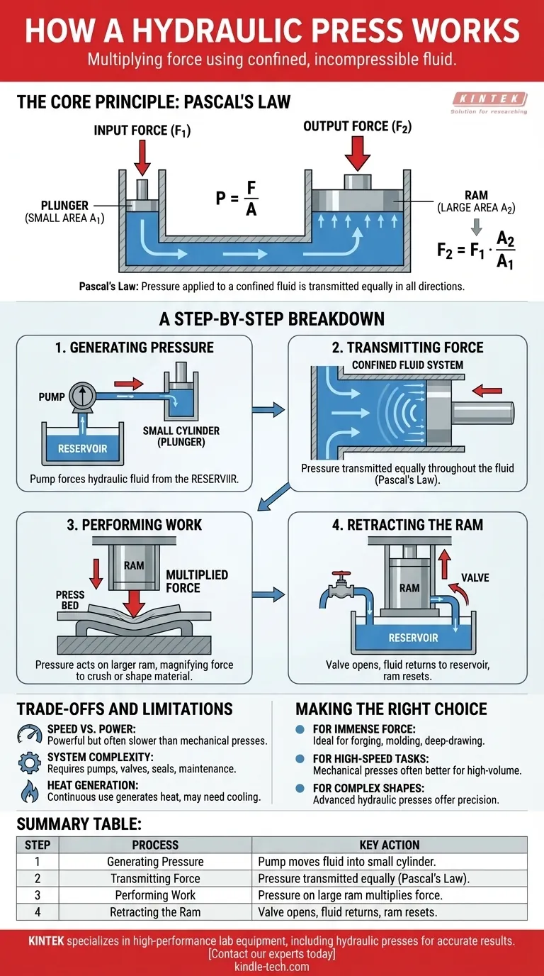 Wie funktioniert eine hydraulische Presse Schritt für Schritt? Pascals Gesetz für immense Kraft nutzen Visuelle Anleitung