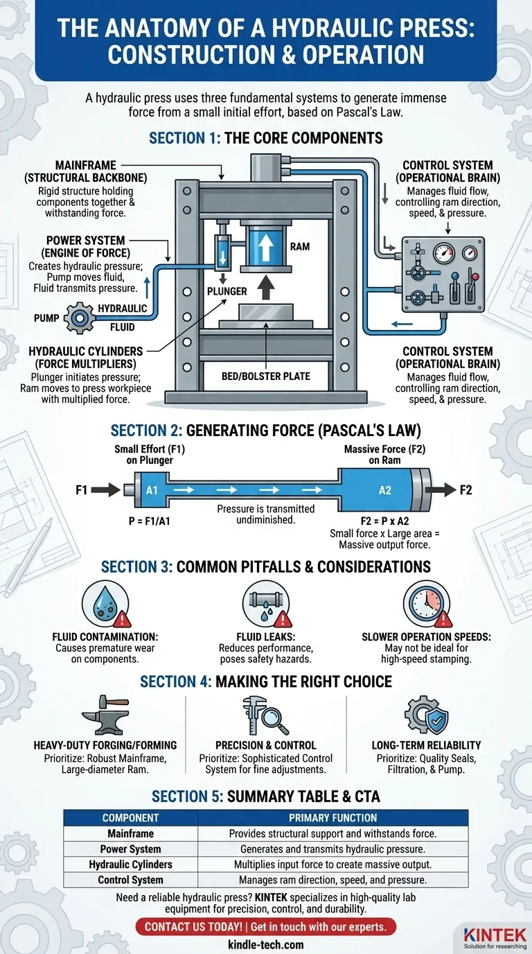 ما هو تركيب آلة المكبس الهيدروليكي؟ دليل لأنظمتها الأساسية وتوليد القوة دليل مرئي
