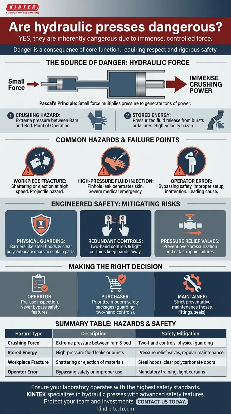 Le presse idrauliche sono pericolose? Comprendere i rischi e le misure di sicurezza per il tuo laboratorio Guida Visiva