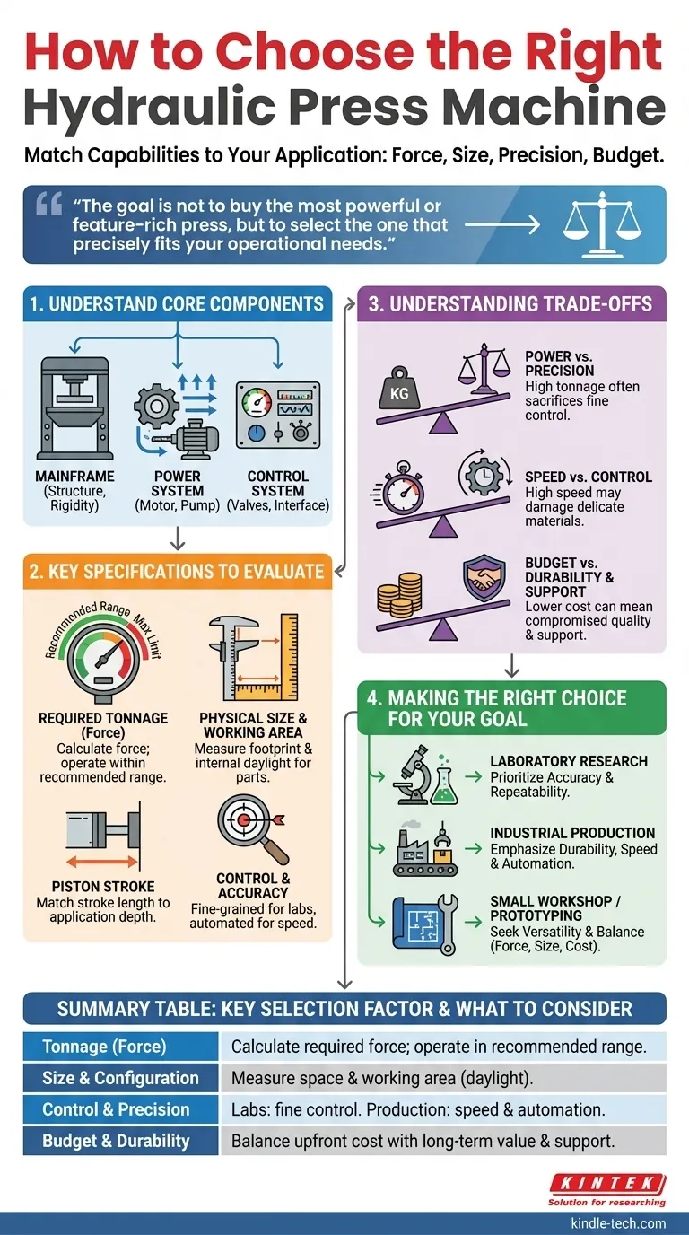 Как выбрать гидравлический пресс? Руководство по подбору тоннажа, размера и системы управления Визуальное руководство