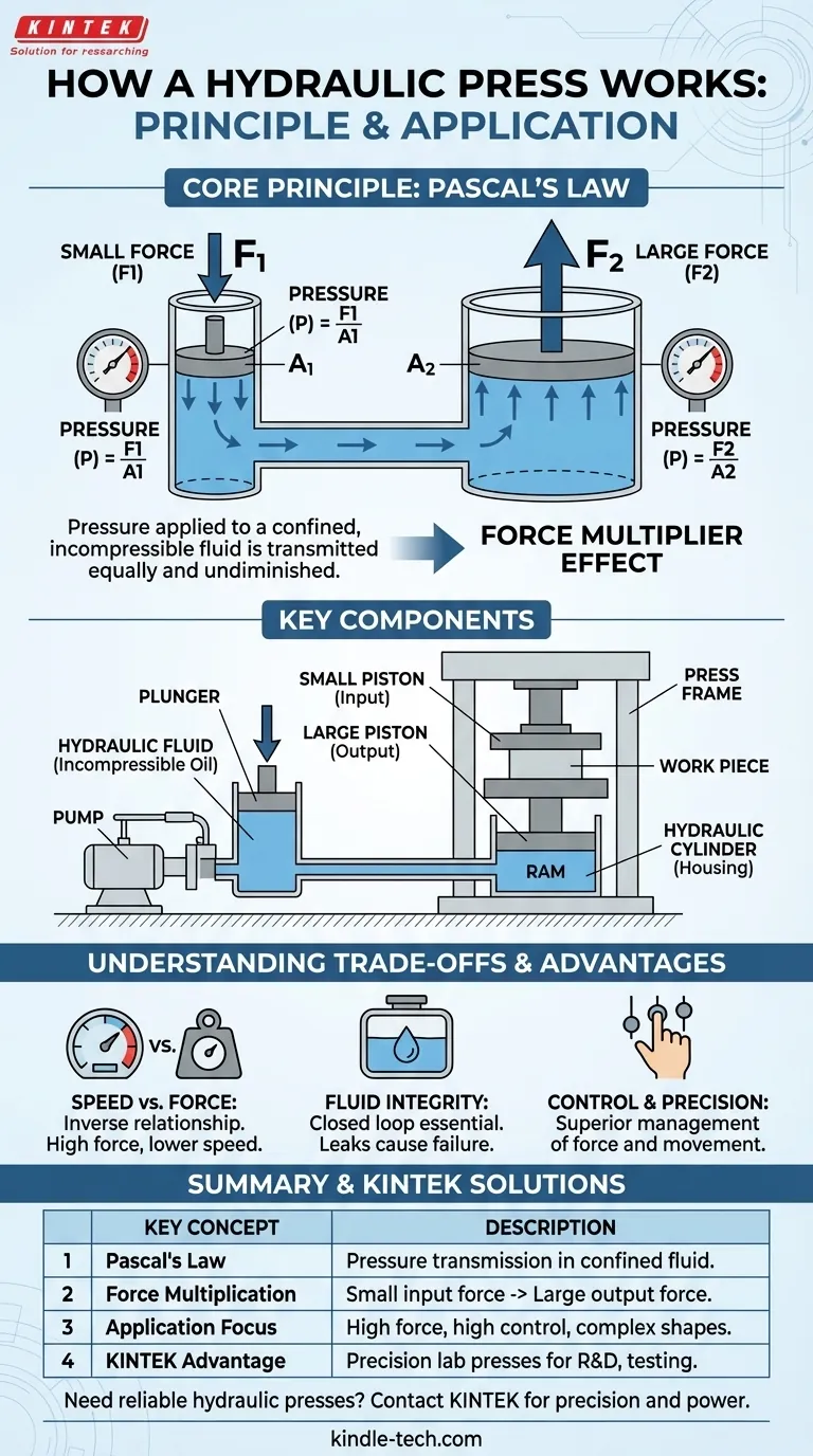 على ماذا يعتمد مبدأ عمل المكبس الهيدروليكي؟ تسخير قانون باسكال للحصول على قوة هائلة دليل مرئي