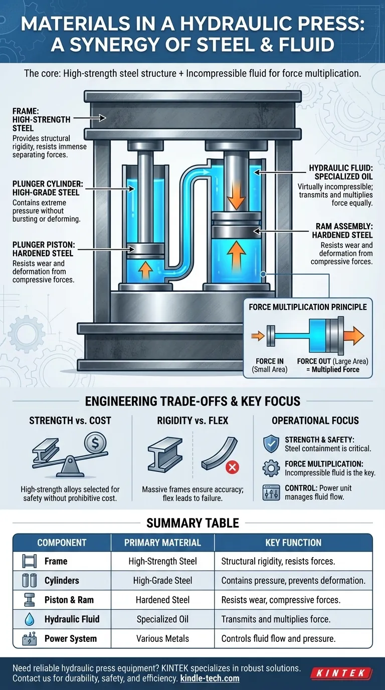 液压机使用什么材料？高强度钢和液压油的作用 图解指南