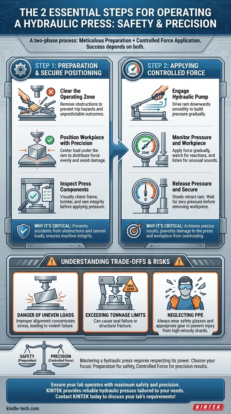 Quali sono i 2 passaggi che devi seguire quando usi una pressa idraulica? Padroneggiare un funzionamento sicuro e preciso Guida Visiva