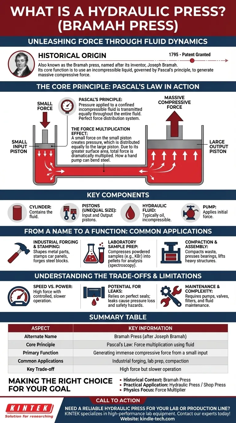 Qual é outro nome para uma prensa hidráulica? A Prensa Bramah e Seu Princípio Poderoso Guia Visual