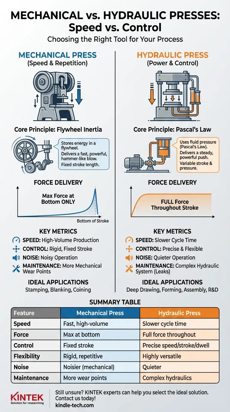 Como as prensas mecânicas se comparam às prensas hidráulicas? Descubra a prensa certa para sua aplicação Guia Visual