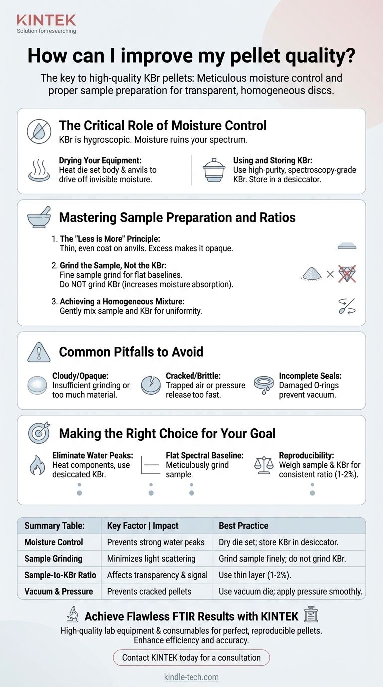 Como posso melhorar a qualidade dos meus pastilhas? Domine o Controle de Umidade e a Moagem para Pastilhas de KBr Perfeitas Guia Visual