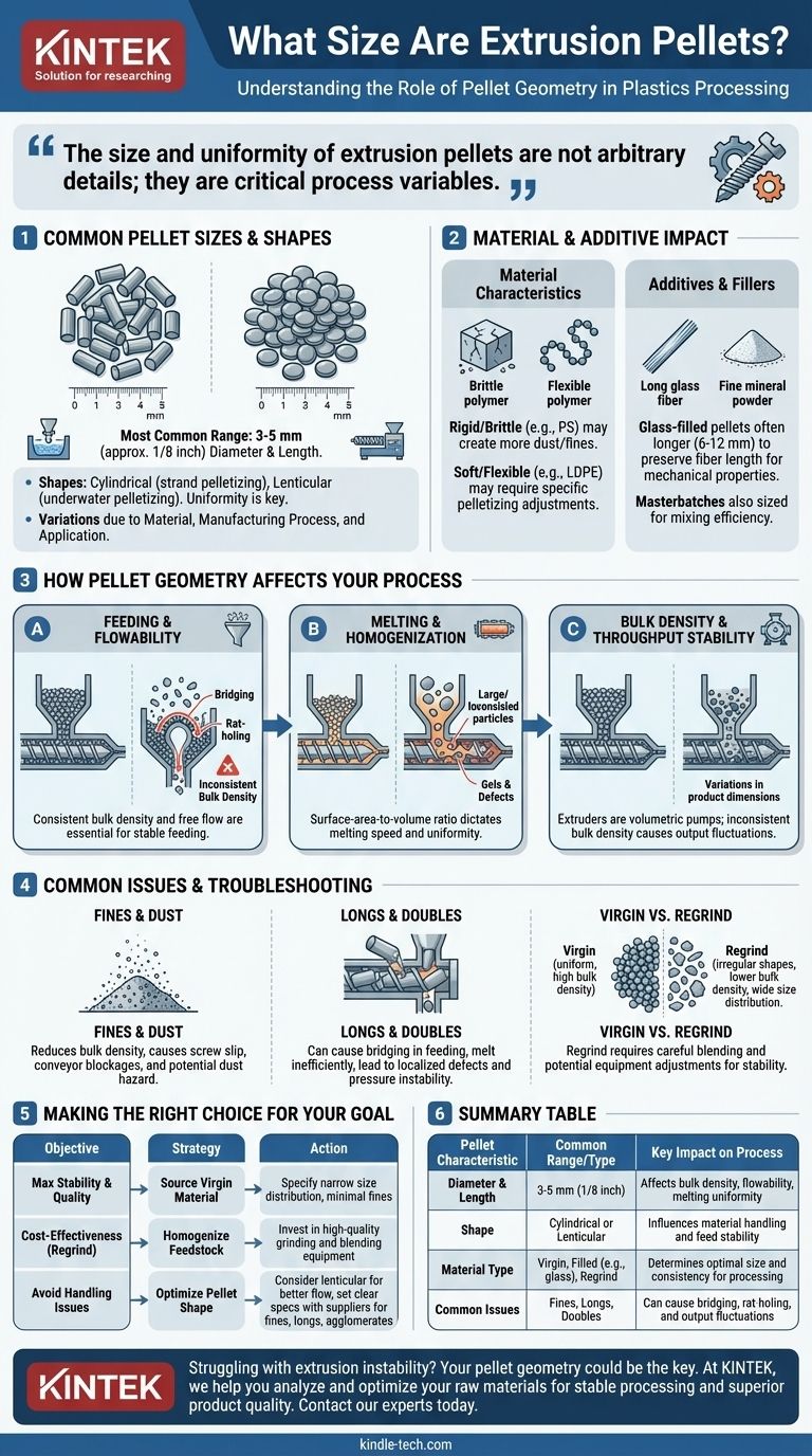 Quelle est la taille des granulés d'extrusion ? Maîtriser la géométrie des granulés pour des performances d'extrusion optimales Guide Visuel