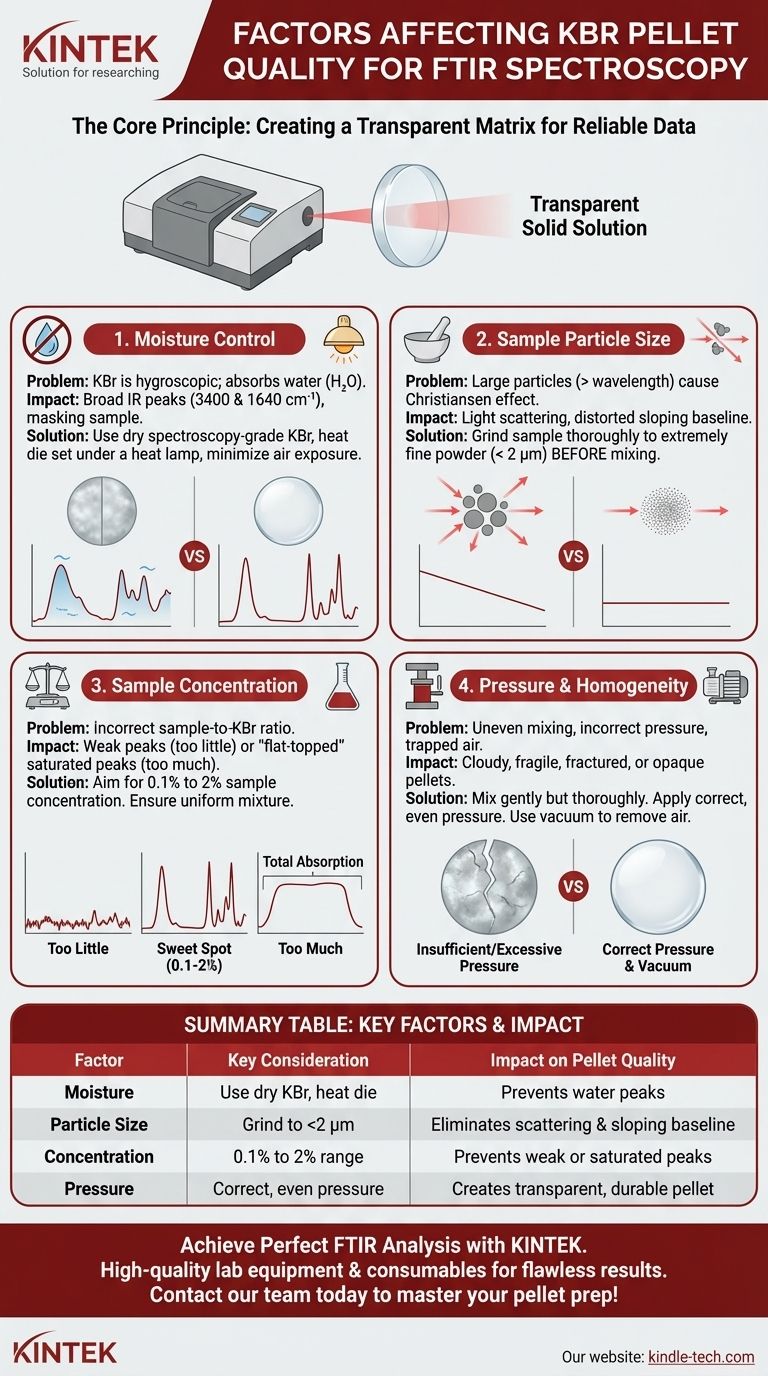 What are the factors that affect pellet quality? Master KBr Pellet Prep for Flawless FTIR Results Visual Guide