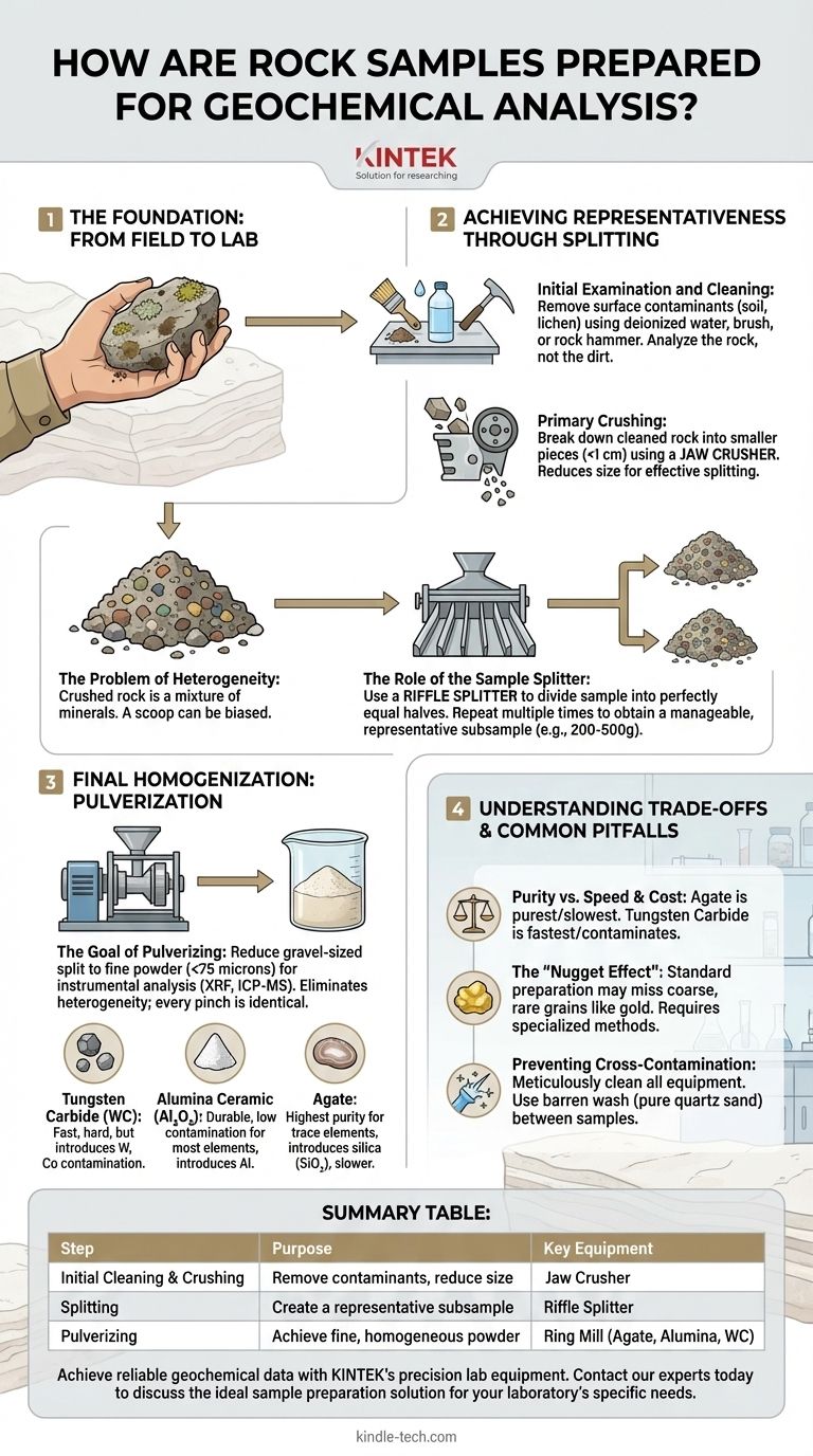 Comment les échantillons de roche sont-ils préparés pour l'analyse géochimique ? Assurez des résultats précis grâce à des protocoles de laboratoire appropriés. Guide Visuel
