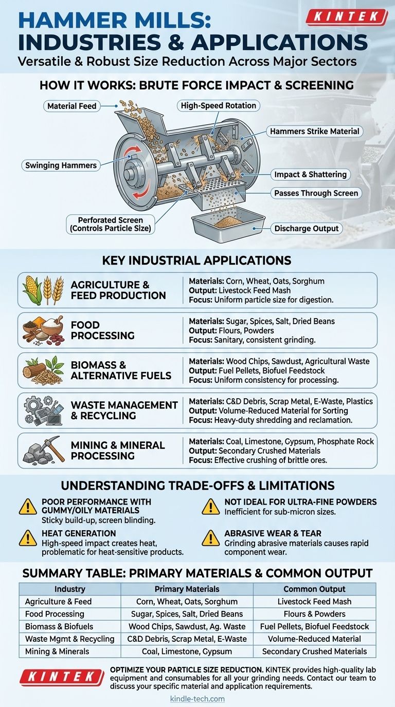 ما هي الصناعات التي تستخدم المطاحن المطرقة؟ حل الطحن متعدد الاستخدامات للزراعة وإعادة التدوير والمزيد دليل مرئي