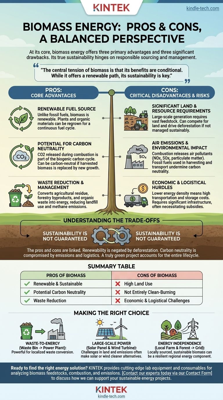 バイオマスの3つの長所と短所は何ですか？再生可能エネルギーの持続可能性を評価する ビジュアルガイド