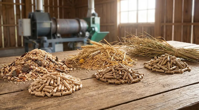 ¿Cuáles son tres materiales de biomasa que se peletizan? Madera, residuos agrícolas y cultivos energéticos
