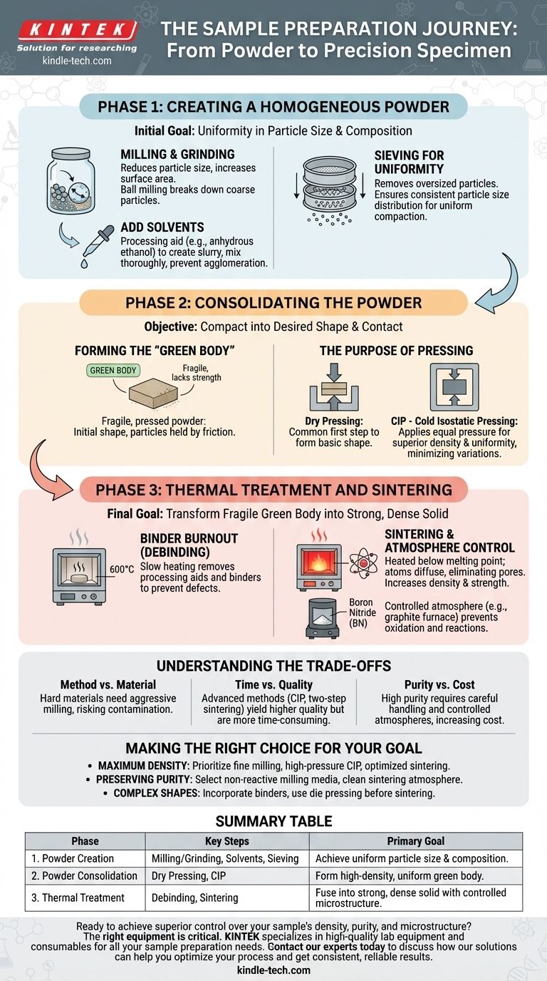 ¿Cuáles son los pasos de la preparación de muestras? Molienda, Prensado y Sinterización Maestros para Resultados Perfectos Guía Visual