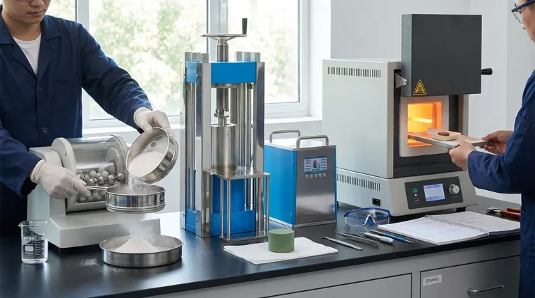 Quais são as etapas da preparação de amostras? Domine a Moagem, Prensagem e Sinterização para Resultados Perfeitos