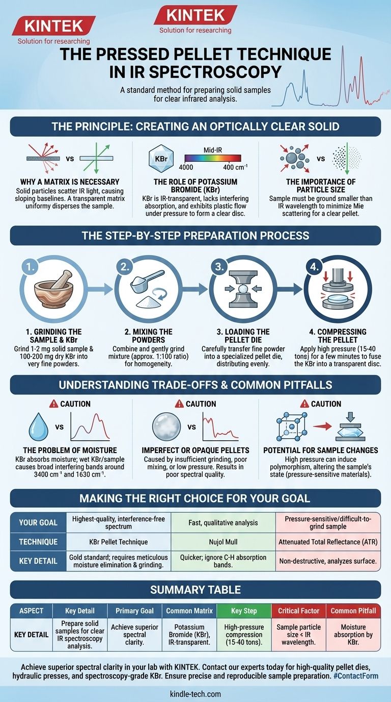 O que é a técnica de pastilha prensada em espectroscopia de IR? Um Guia para Análise de Amostras Sólidas de Alta Qualidade Guia Visual