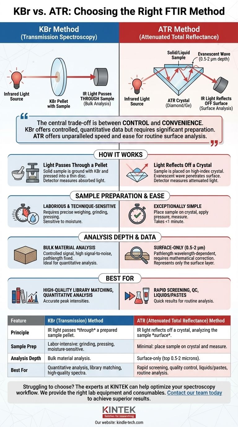 KBr 法和 ATR 法有什么区别？为您的实验室选择正确的 FTIR 技术 图解指南
