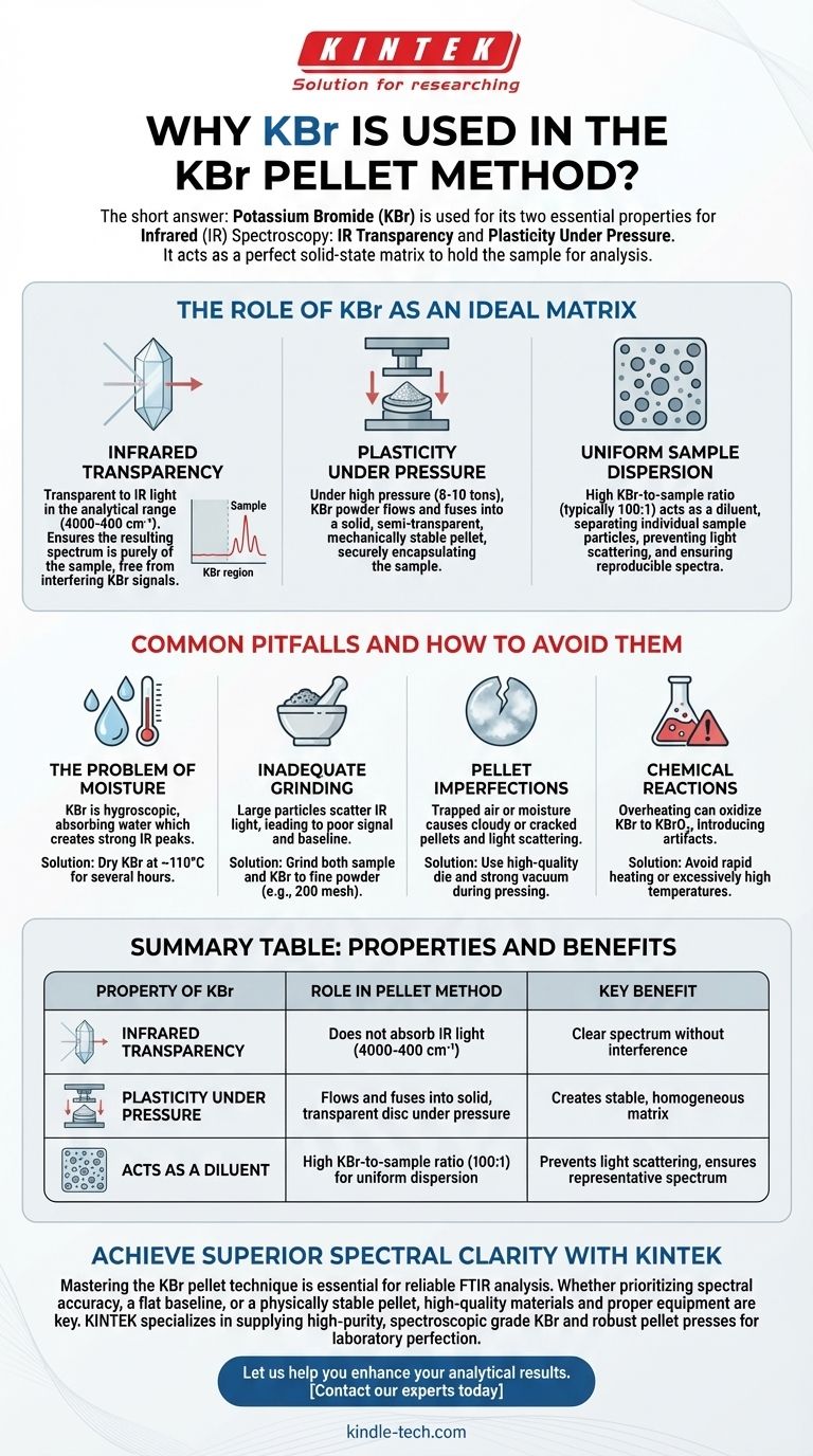 KBrペレット法にKBrが使用されるのはなぜですか？クリアなIR分光分析のための理想的なマトリックス ビジュアルガイド