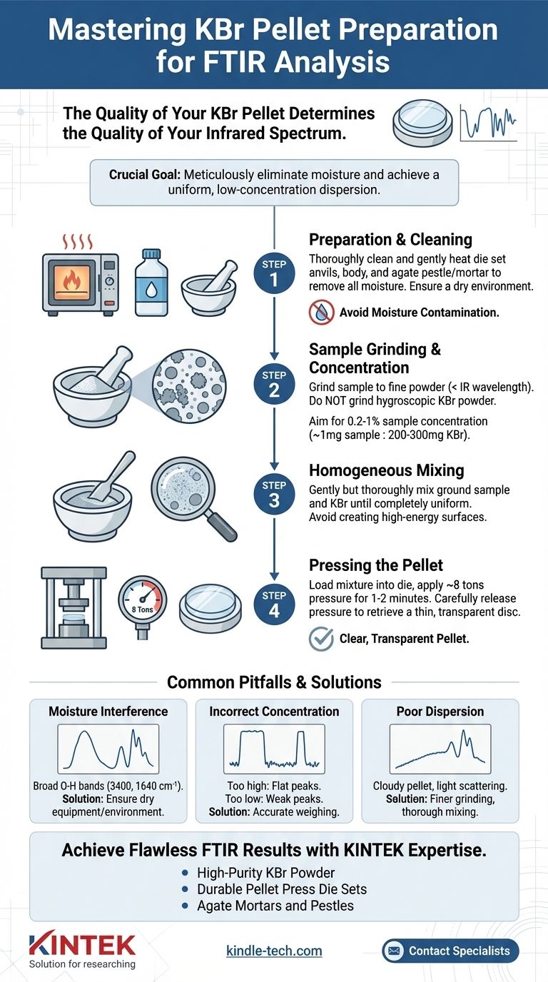 Come si preparano le pastiglie di KBr? Padroneggia la Tecnica per Spettri IR Chiari e Accurati Guida Visiva