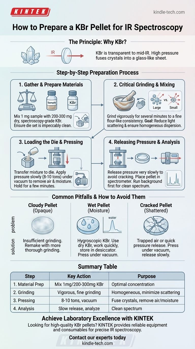 كيف تقوم بتحضير قرص KBr لتحليل الطيف بالأشعة تحت الحمراء (IR)؟ أتقن الخطوات الأساسية للحصول على طيف واضح دليل مرئي