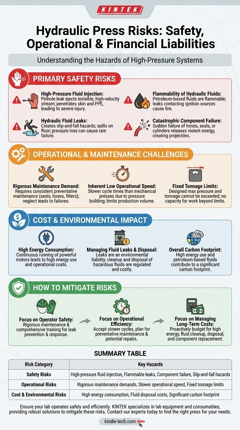ما هي المخاطر المرتبطة بالمكابس الهيدروليكية؟ المخاطر الرئيسية للسلامة والتشغيل دليل مرئي