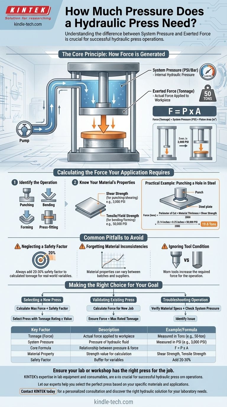Wie hoch sollte der Druck einer hydraulischen Presse sein? Konzentrieren Sie sich auf die Tonage für Ihre Anwendung Visuelle Anleitung
