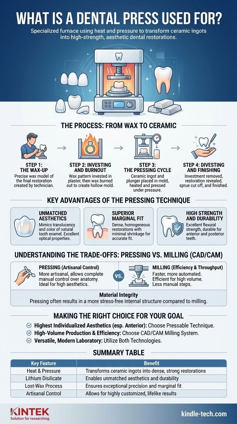 ما هو استخدام مكبس الأسنان؟ إنشاء ترميمات سنية عالية القوة وجمالية دليل مرئي