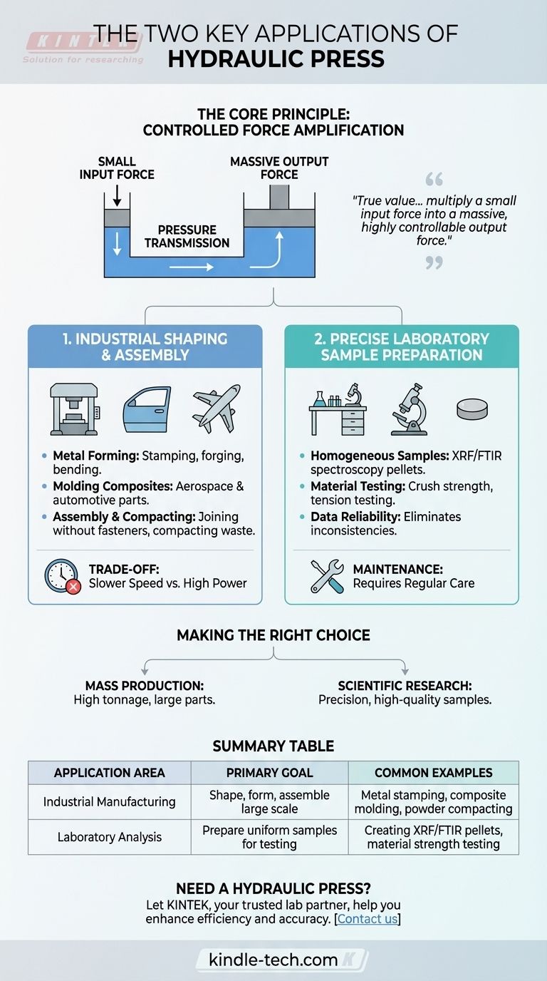 What are the two applications of a hydraulic press? From Industrial Forging to Lab Analysis Visual Guide