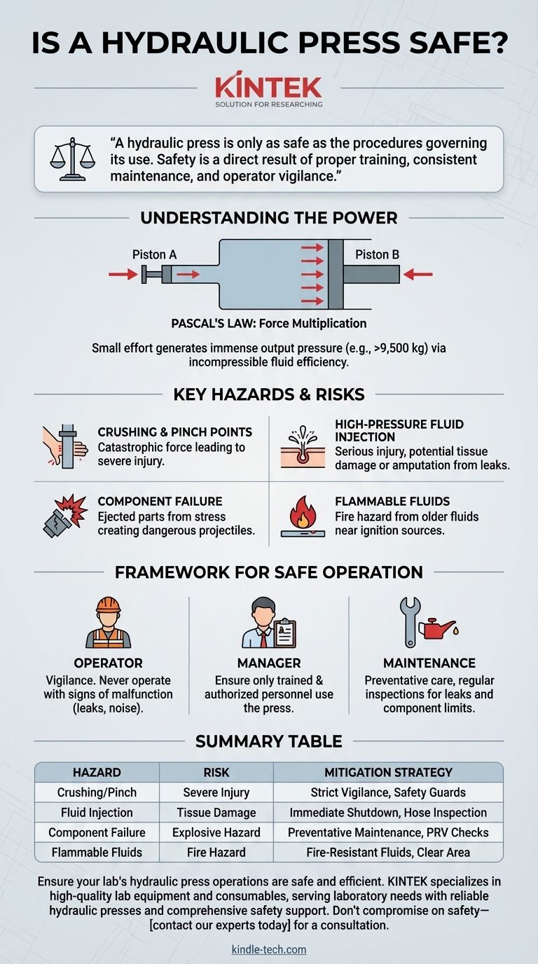 ¿Es segura una prensa hidráulica? Cómo mitigar los riesgos de aplastamiento, inyección y fallos Guía Visual